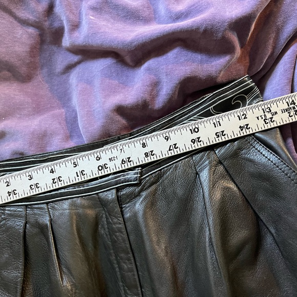 LEONARD STUDIO Paris Black Leather Pants w Design at Waist Sz S - Picture 5 of 6